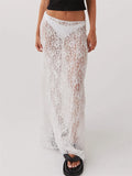 Women Lace Long Skirt Low Rise A-line Midi Skirt - Norellé