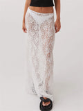 Women Lace Long Skirt Low Rise A-line Midi Skirt - Norellé