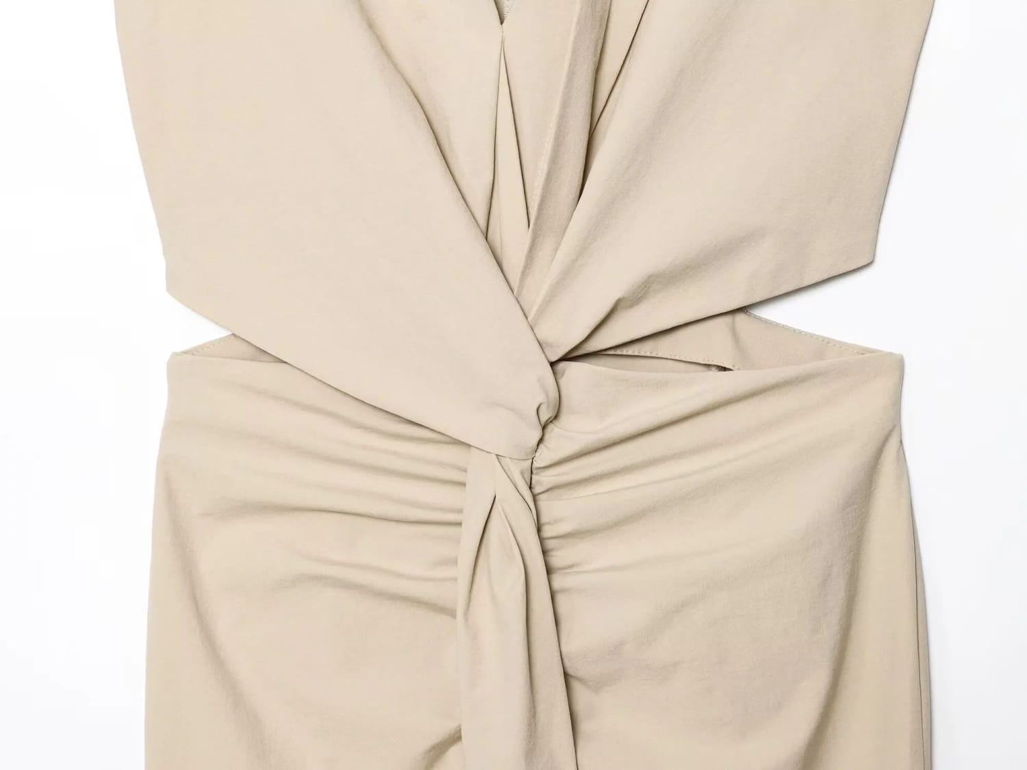 Women’s Casual Waist-revealing Open Design Knotted Midi V-neck Sleeveless Dress