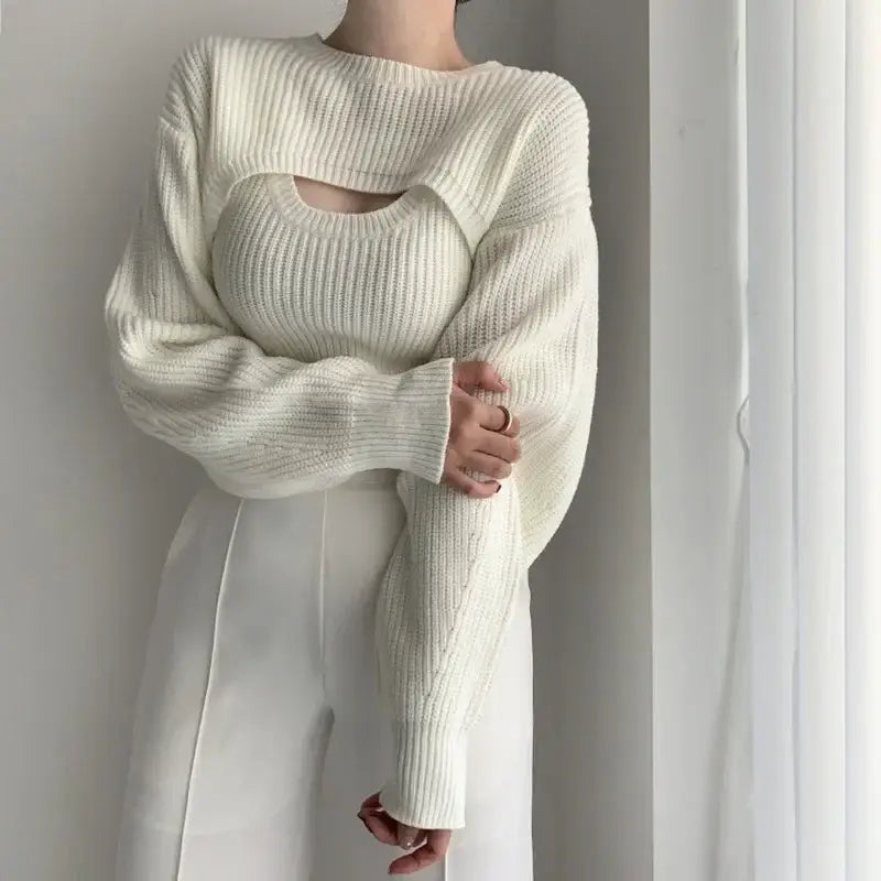 Pullover Short Sweater Two-piece Set