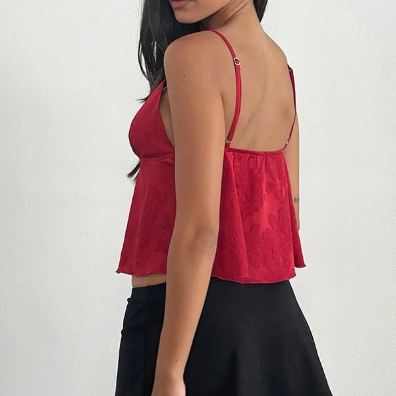 Women’s Crop Top Floral Satin Tank