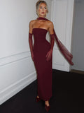 Scarf Collar Strapless Maxi Dress For Women - Norellé