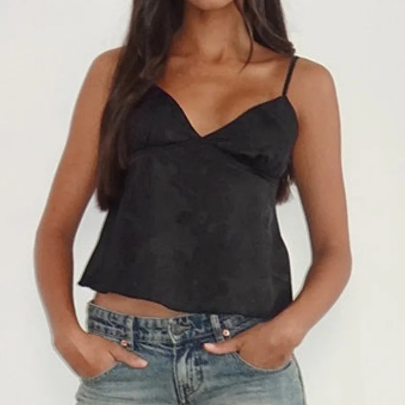 Women’s Crop Top Floral Satin Tank