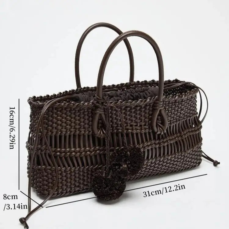 Braided Handbag Tote Bag With String