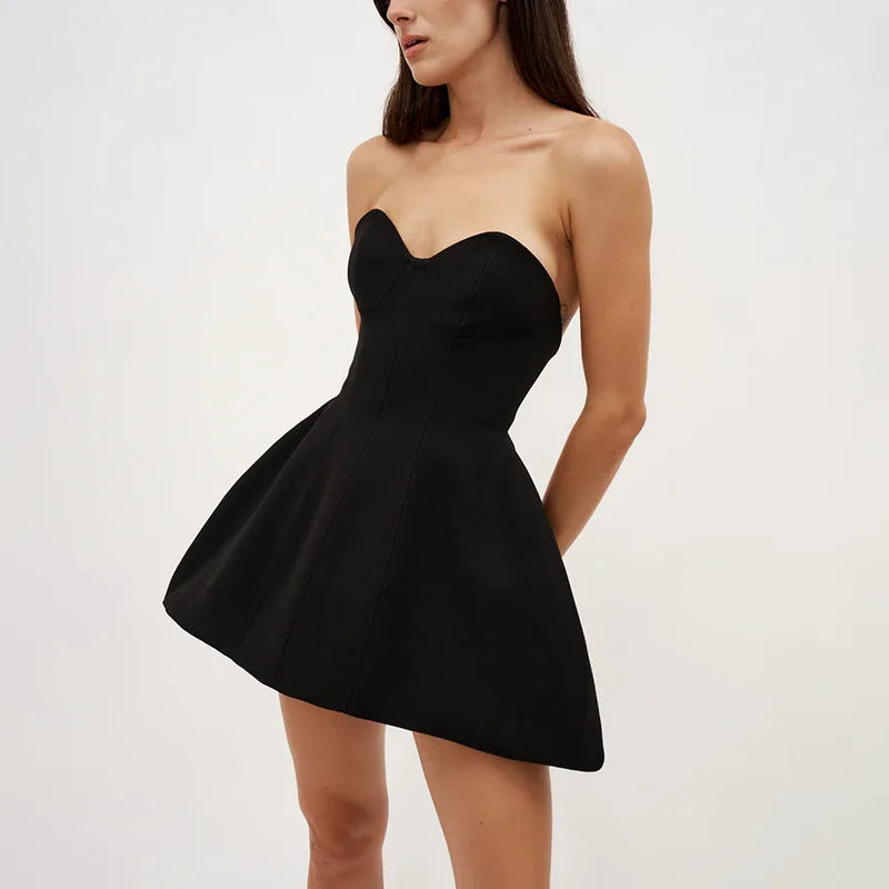 Strapless Backless Black Dress For Women