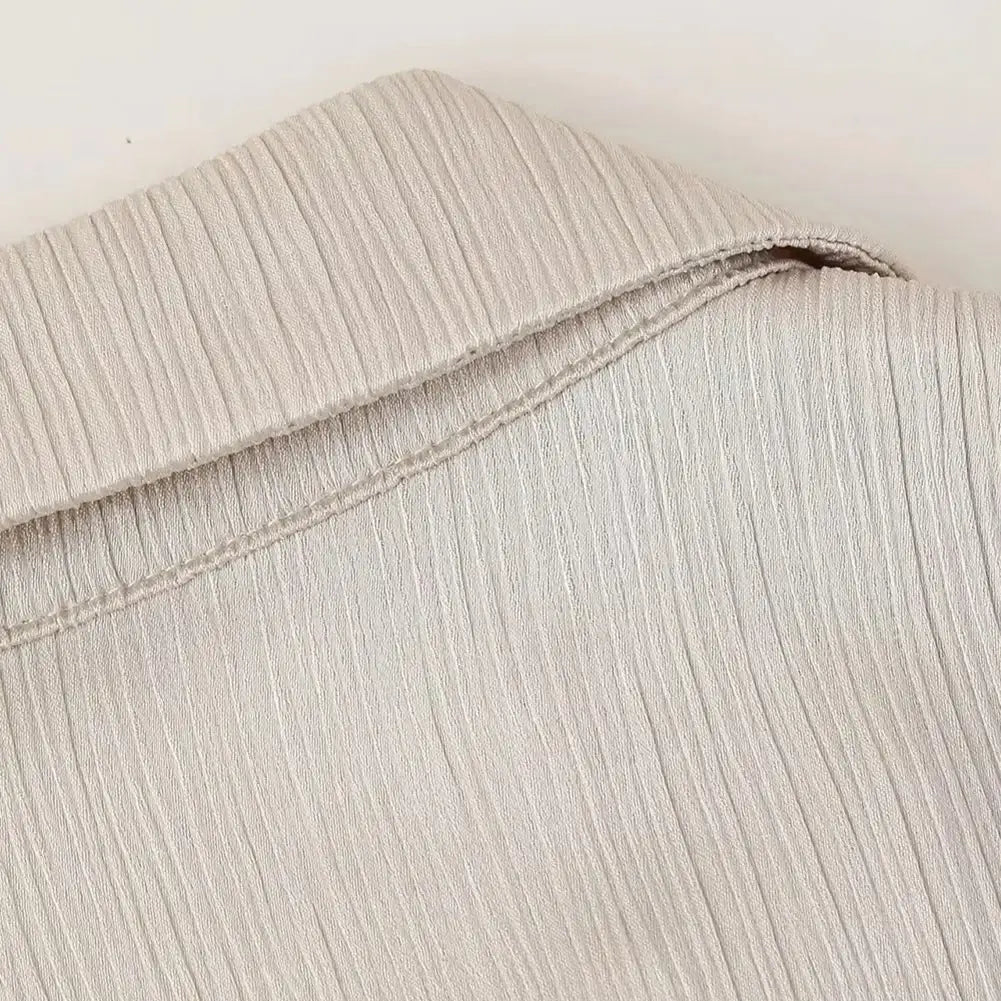 Women Autumn Wrinkle Double Breasted Blazer And Pants Suit