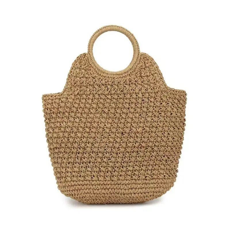 Natural Fiber Snap Clutch Bag