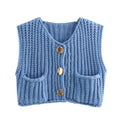 Crop Sweater Women Vest Solid Loose Casual Sweater Vest - Norellé