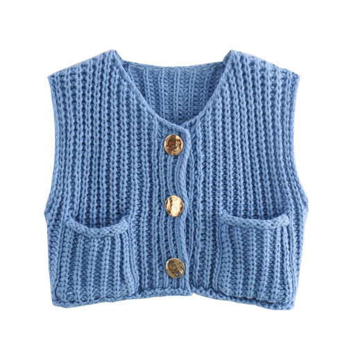Crop Sweater Women Vest Solid Loose Casual Sweater Vest - Norellé