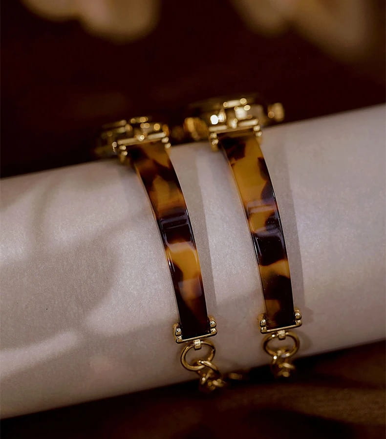 Women Watch Exquisite Amber Tortoiseshell Bracelet Quartz Wristwatch