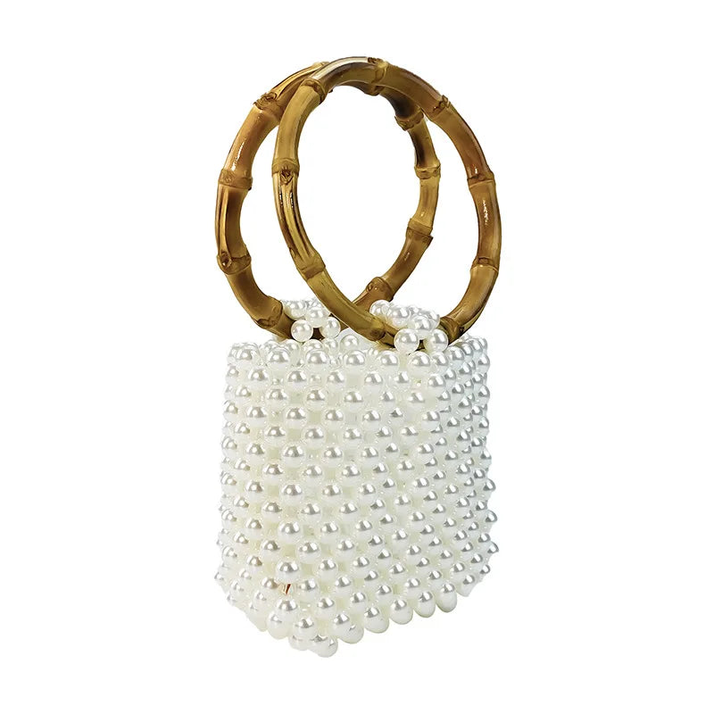 Round Bamboo Handle Handbag and Purse
