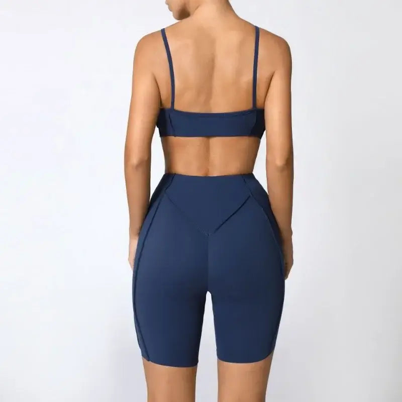 Seamless Yoga Sets Sports Fitness High Waist Hip-lifting Shapeing Leggings Backless Bra Suit