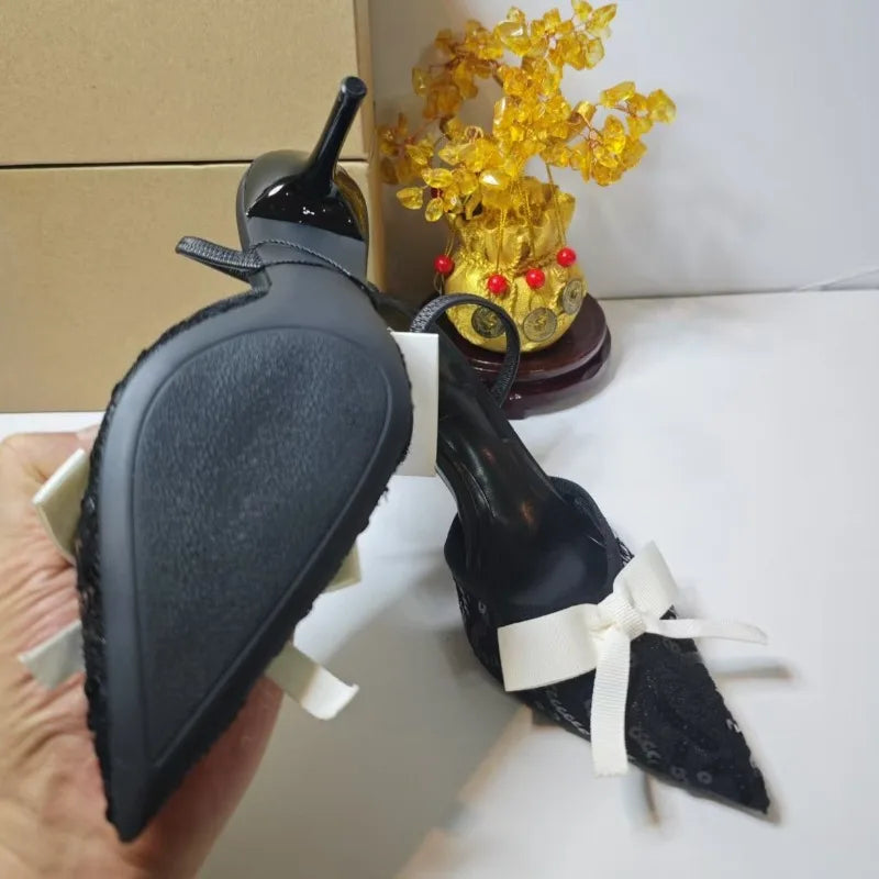 Black Sequins High Heels Women