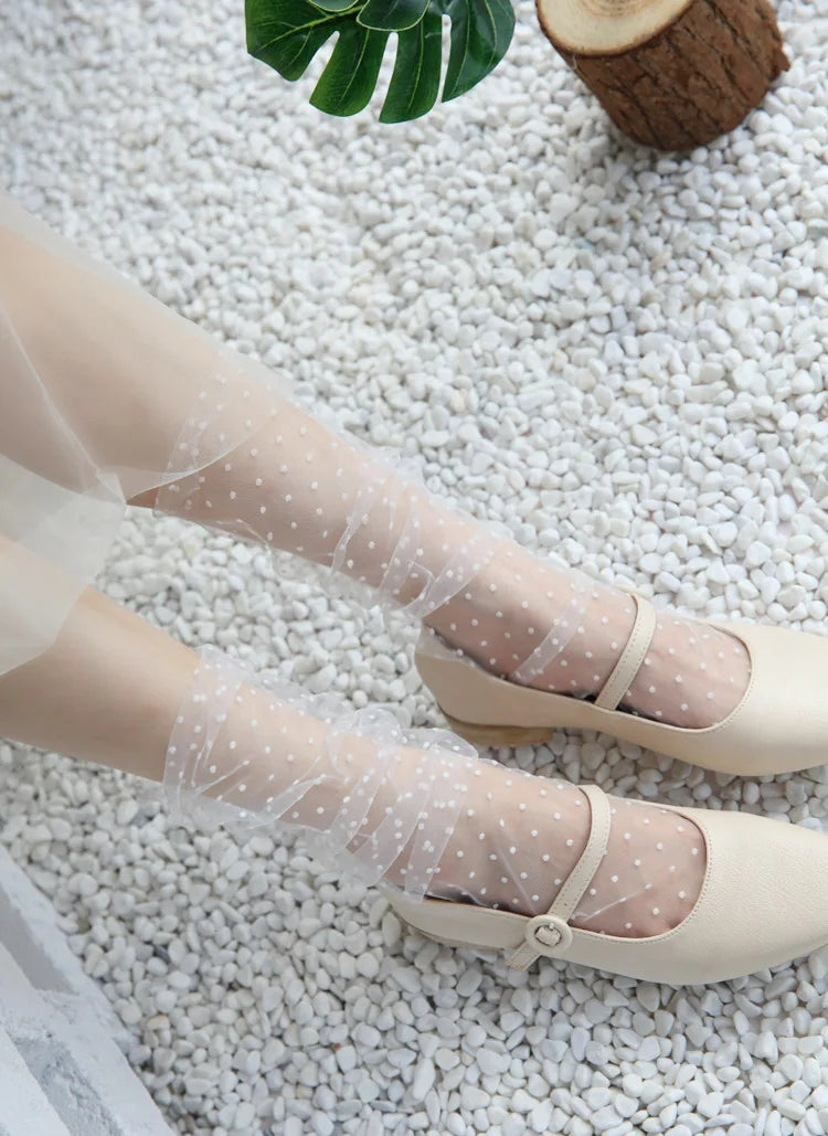 Dot Lace Socks Women Transparent Mesh Ankle