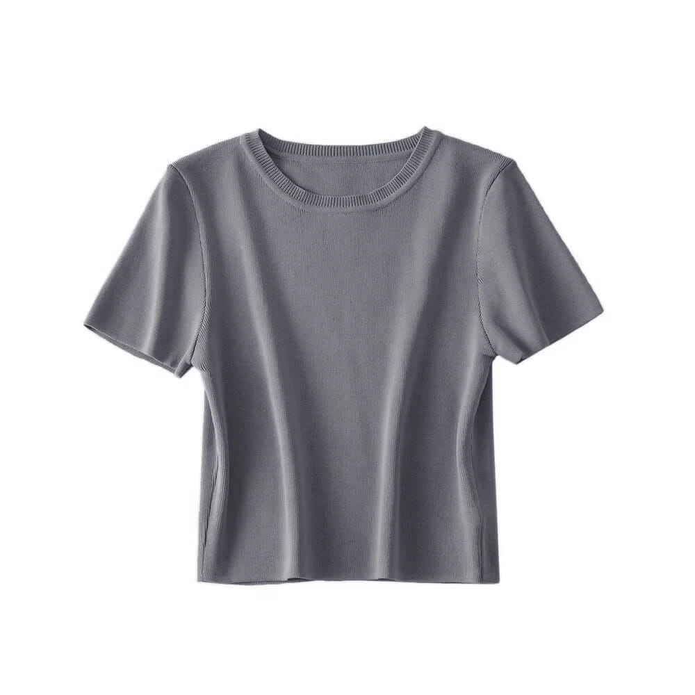 Women Fashion Striped Basic Cropped Knit Sweater