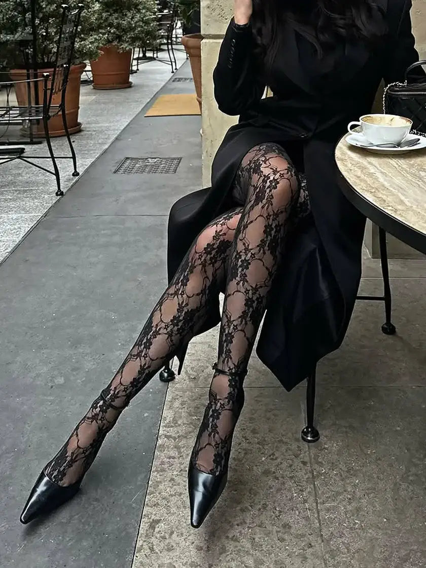 Lace Printed Pantyhose Women’s Sexy Hollow