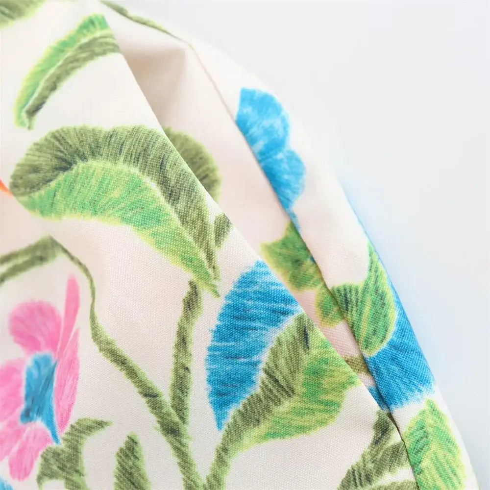 Women’s Simple and Elegant Flip Collar Printed Shirt Mid Waist Straight Leg Pants Casual Set