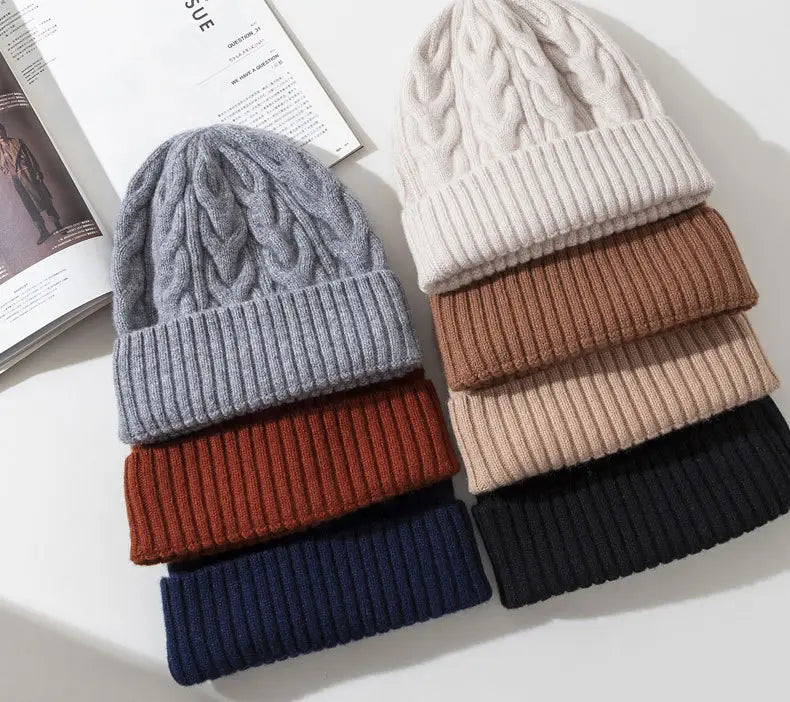 Pure Wool Cable Knit Beanies for Women