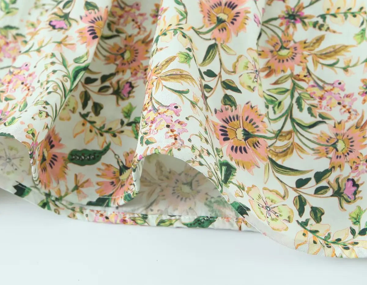 Women Floral Print Midi Dress with Belt