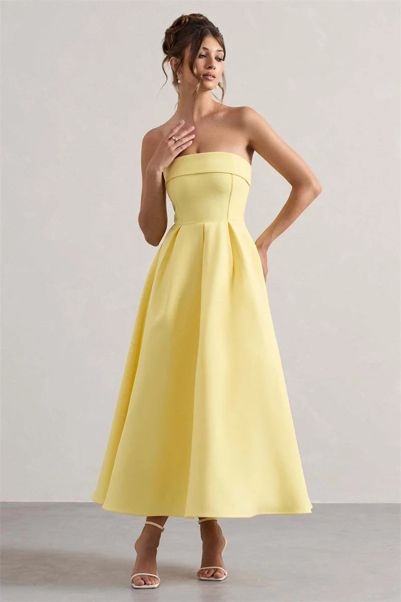 Off-shoulder Strapless Midi Dress Women