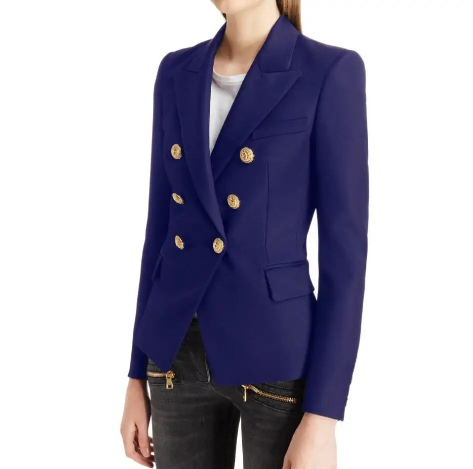 Casual Long Sleeve Turn-down Collar Double Breasted Jacket For Women
