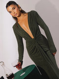 Glitter Deep V Neck Maxi Dress For Women Elegant Sparkle - Norellé