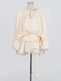 Solid Blouse Mini Dresses For Women V Neck Long Sleeve - Norellé