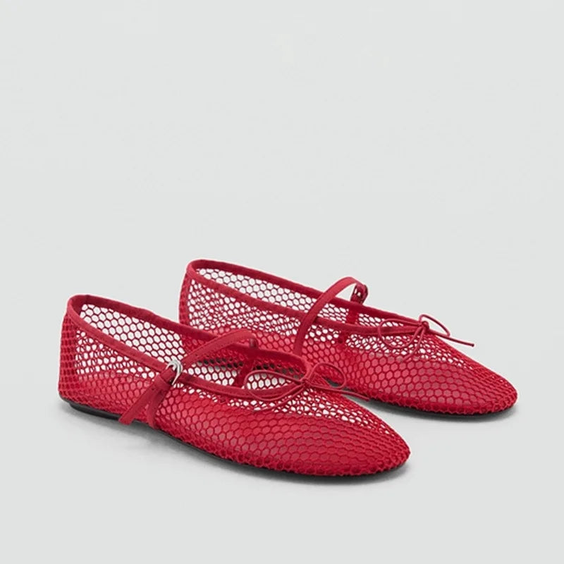 Women Buckle Strap Breathable Summer Flats Shoes