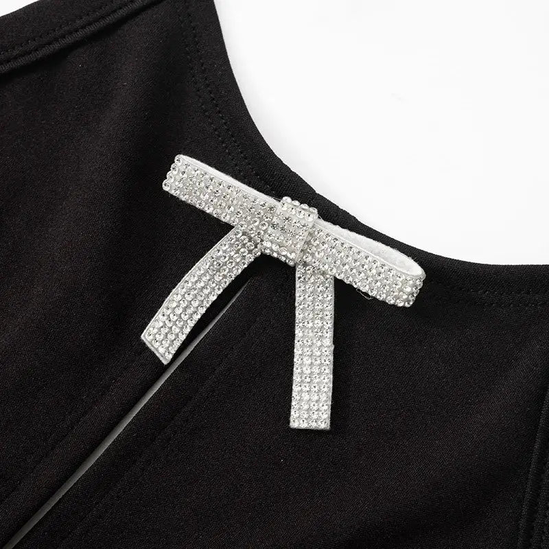 Jewelry Bow Cut Out Lace Up Crop Top