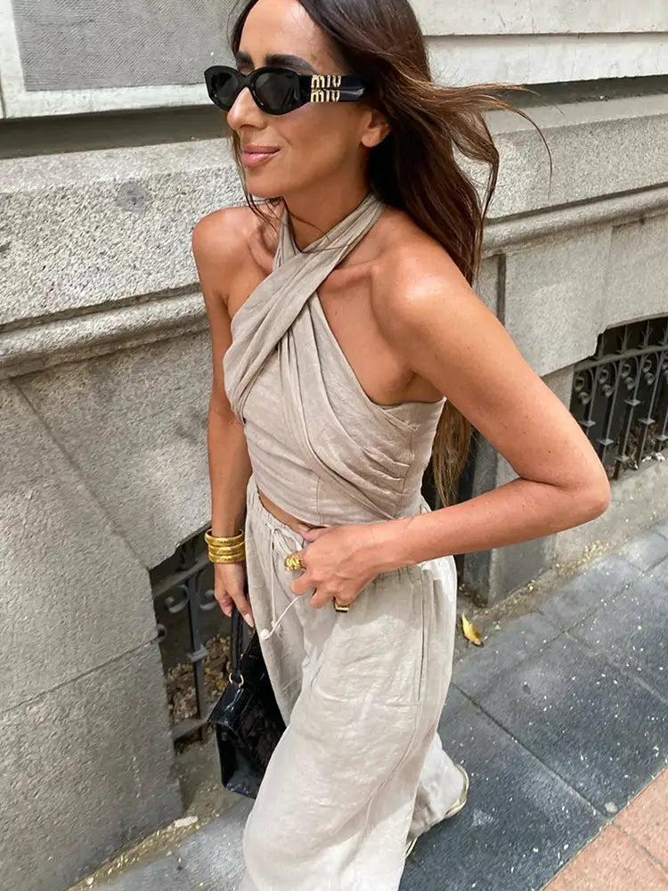 Women Linen Pants Set