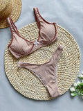 Plaid Bikini Set Swimsuit For Women Underwire Push Up - Norellé
