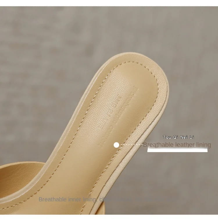 Genuine Leather French Slim Heel Slippers for Women’s