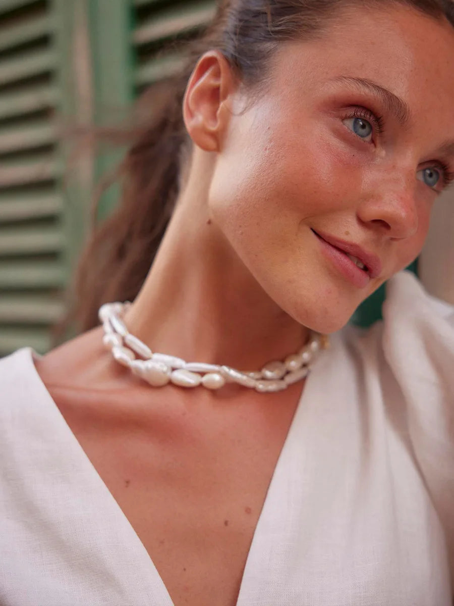 100% Cotton V-neck Lace Up Short Sleeved Skirt Set