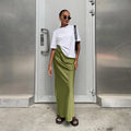 Elegant Satin Black Trumpet Skirts Fashion Slim High Waist Skirts - Norellé