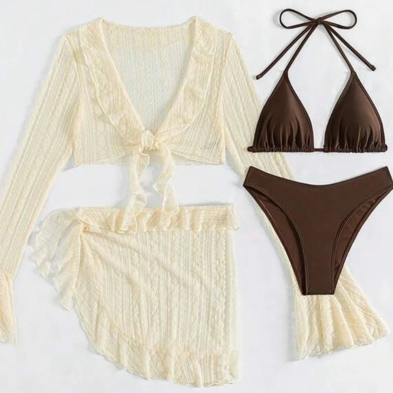 Bow-tie Printed One Piece Swimsuit and Pants and Skirt - Norellé