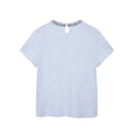 Women Fashion With Pearls Blue Knitted Pullover Sweater Vintage O-Neck Short Sleeves