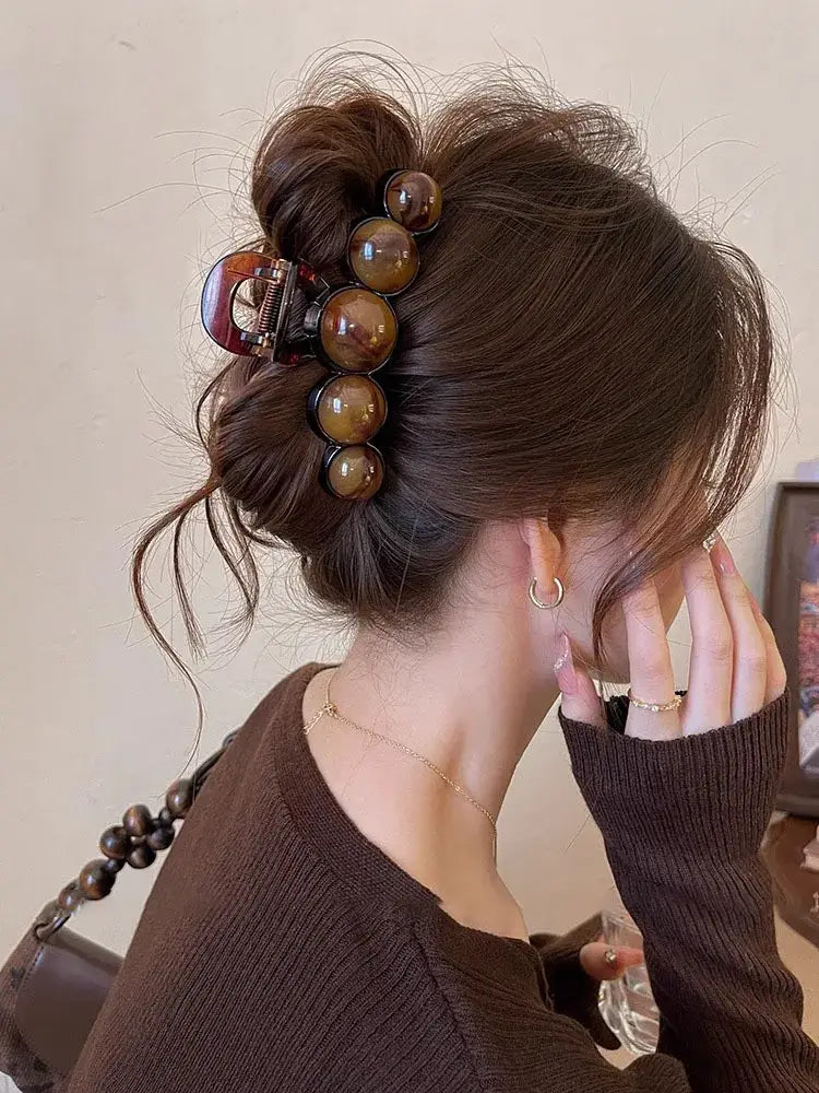 Retro Gradient Beaded Hair Claw