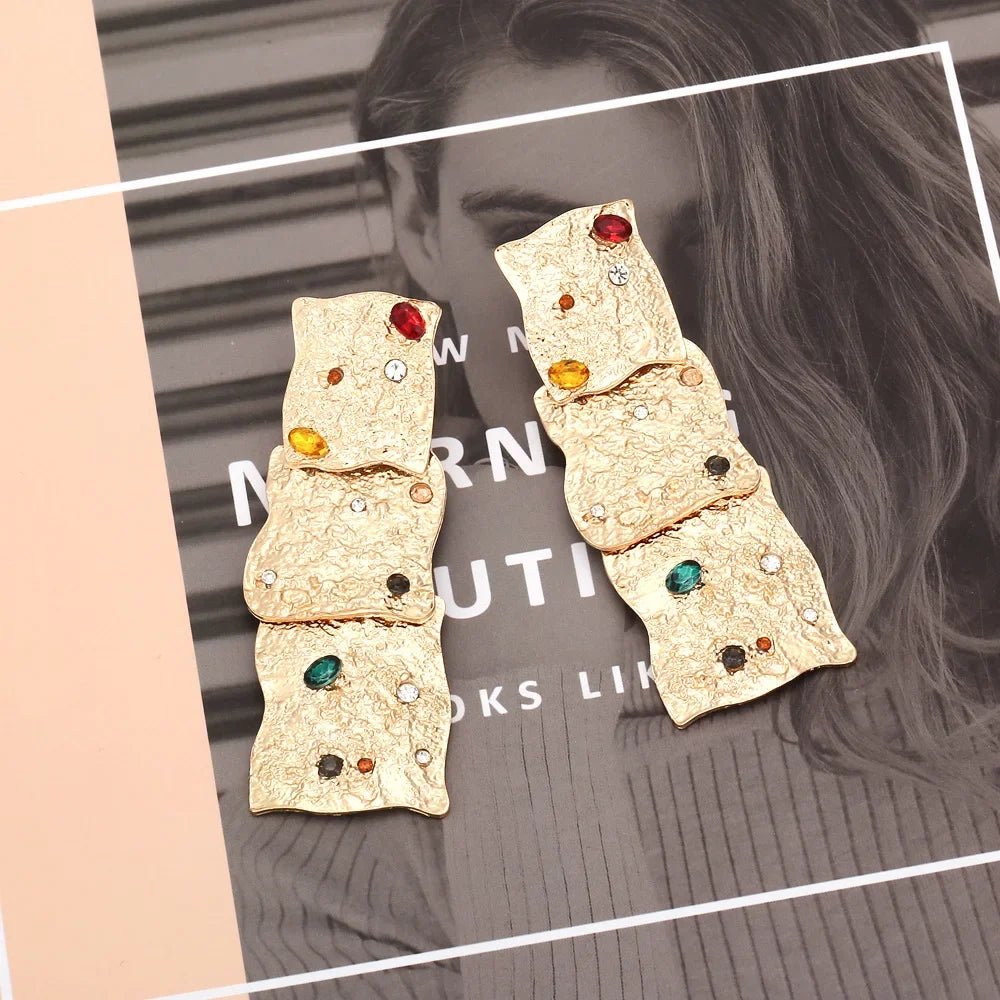 Multi Layered Spliced Irregular Geometry Earrings