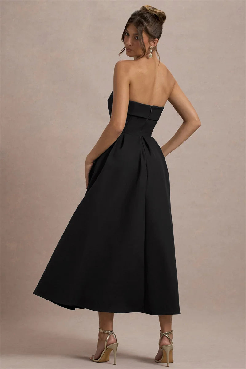 Off-shoulder Strapless Midi Dress Women
