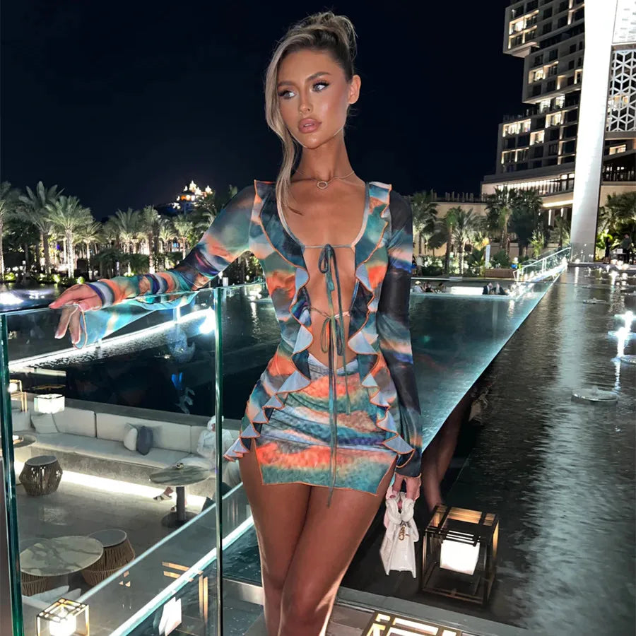 Women Ruffle Mini Dress - Norellé
