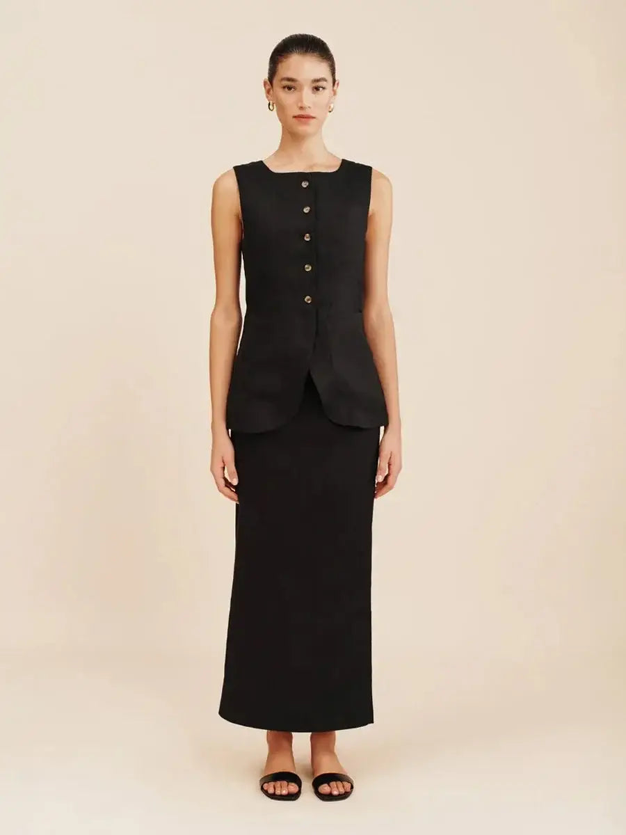 Women’s Sleeveless Vest High Waisted Skirt 2-Piece Set