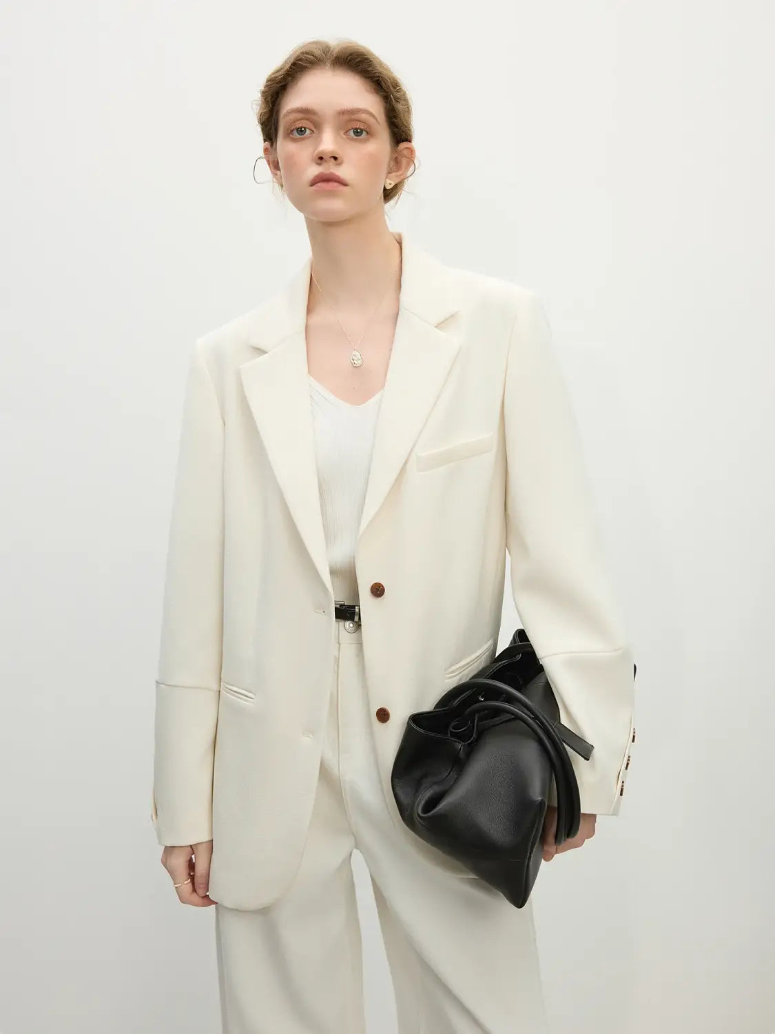Women Beige Blazer Coat