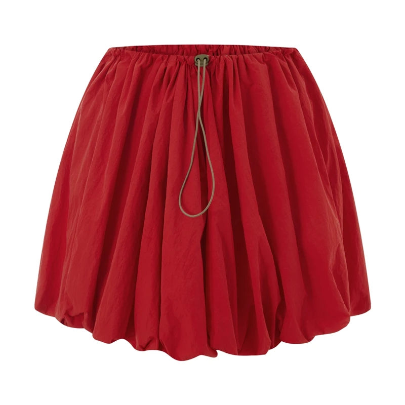 Vintage Loose Fitting Elastic Waist Short Skirt