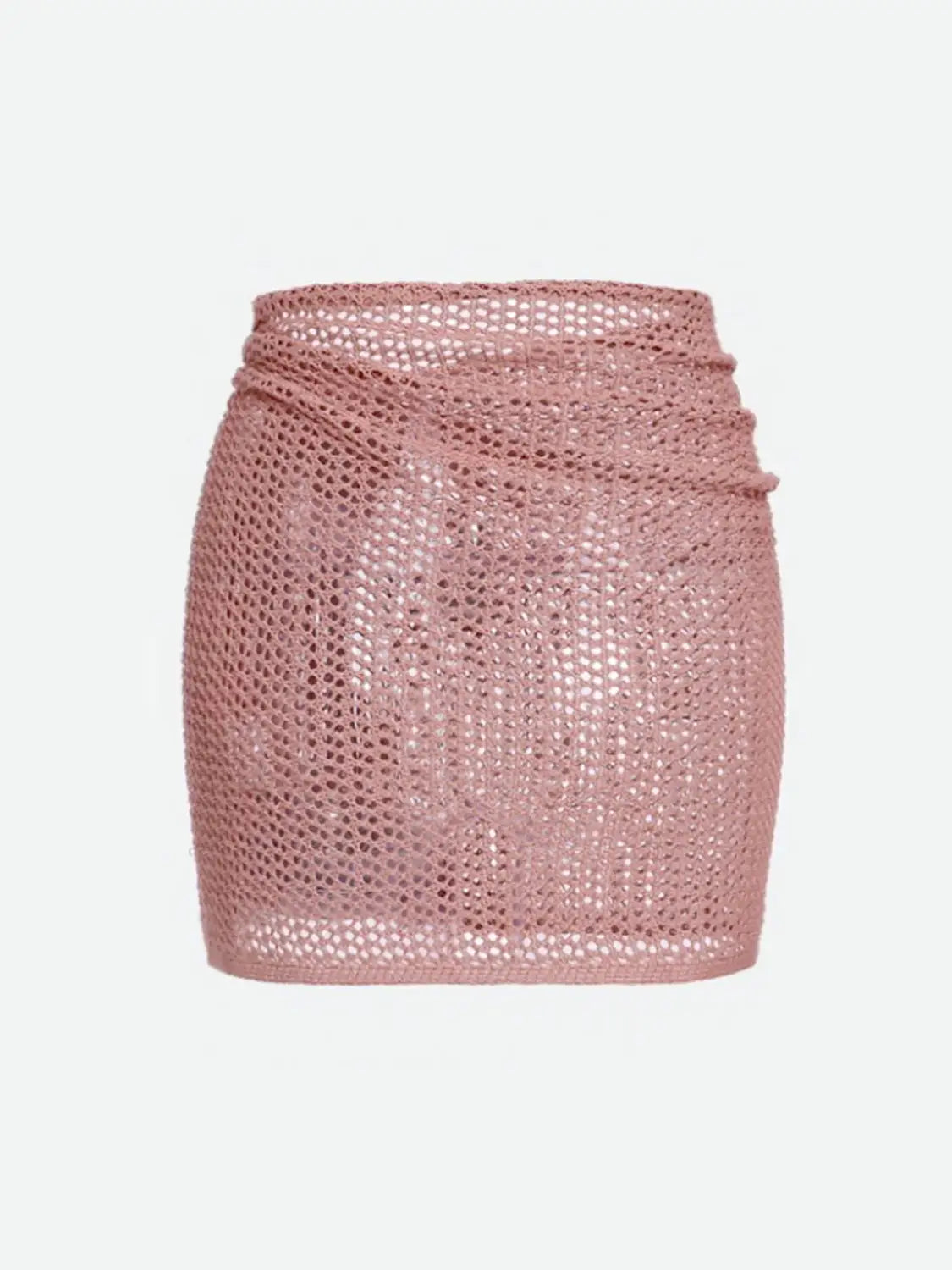 Women’s Knitted Short Skirt with Hollow Straps and Slit Beach Cover Up