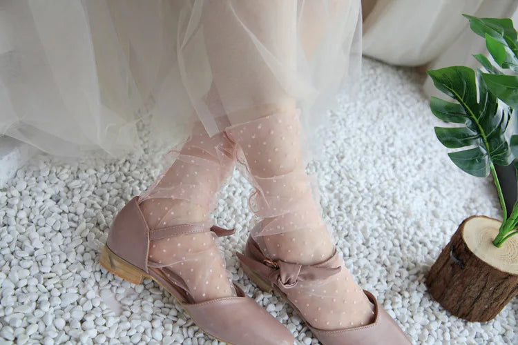 Dot Lace Socks Women Transparent Mesh Ankle