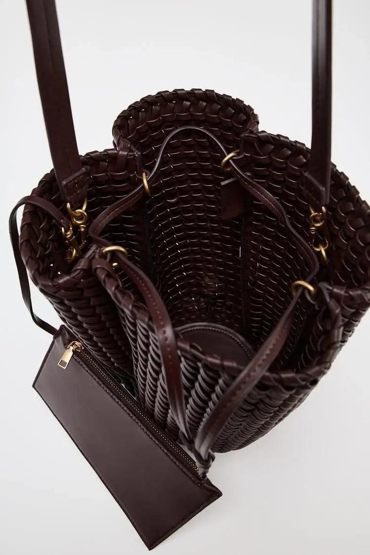Woven Effect Bucket Bag