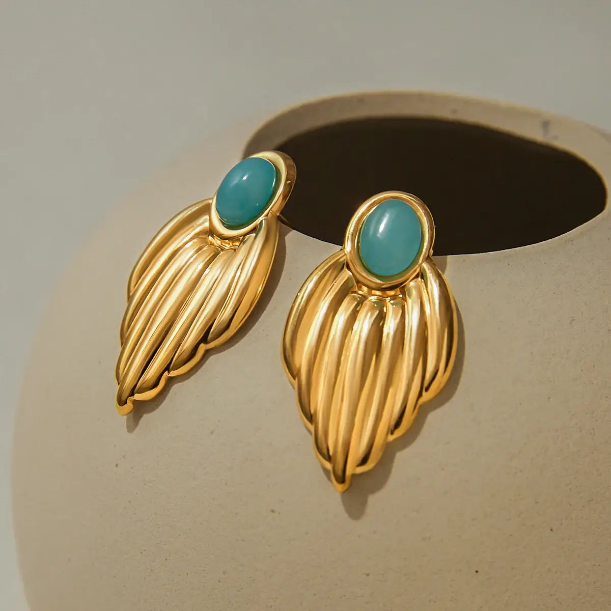 Blue Stone Stainless Steel Earrings