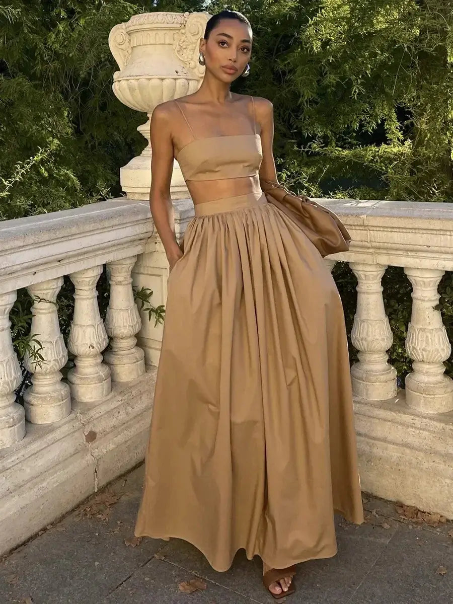 100% Cotton Suspender Underwear Half Long Skirt Set