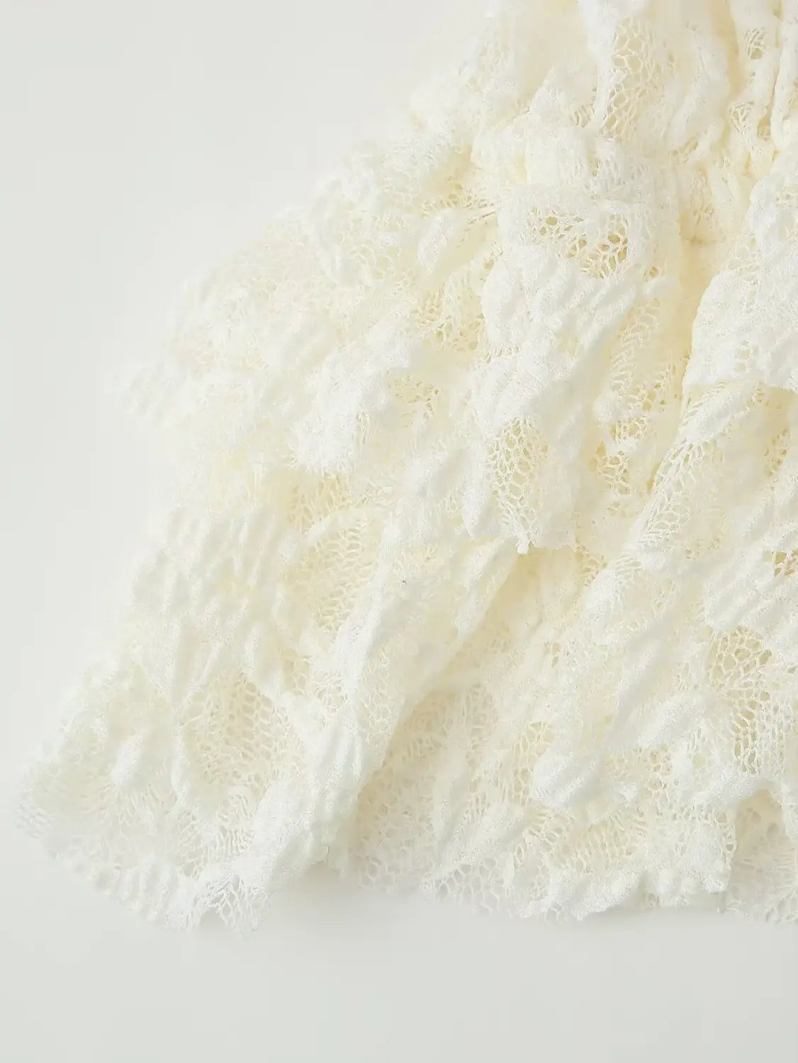 Women Bow Layered Lace Shirt Hollow V-neck