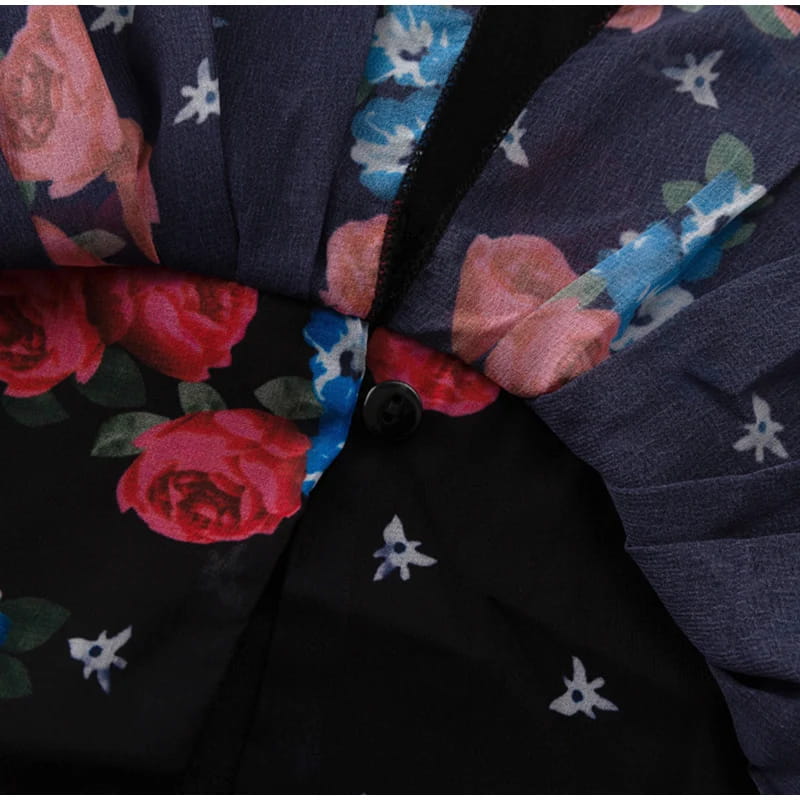 Printed Shirt Ruffles Split Skirt Sets Women